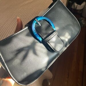 Fashion Nova Black Clutch with Silver hardware